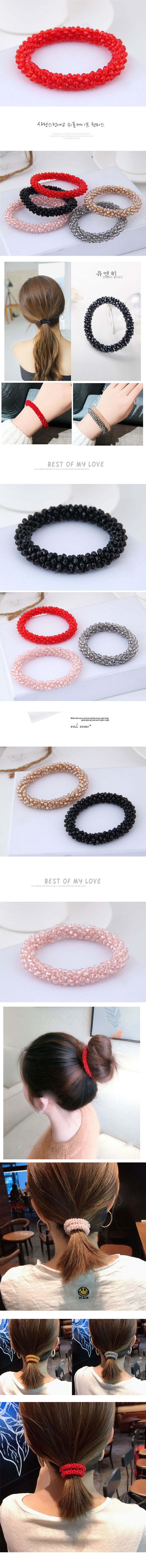Korean Fashion Crystal Elastic Rubber Band Ponytail Hair Accessories display picture 1