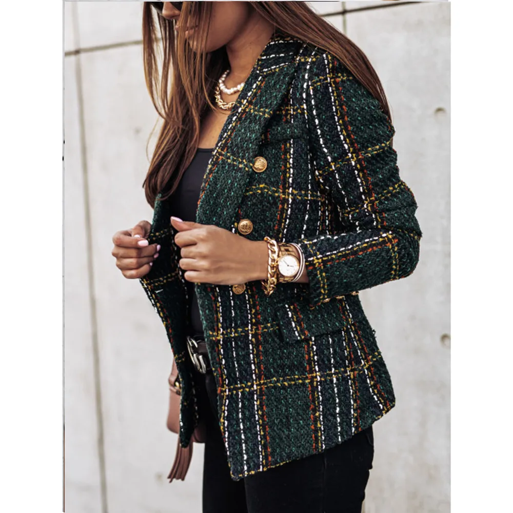 Lady Commute Houndstooth Plaid Metal Button display picture 4