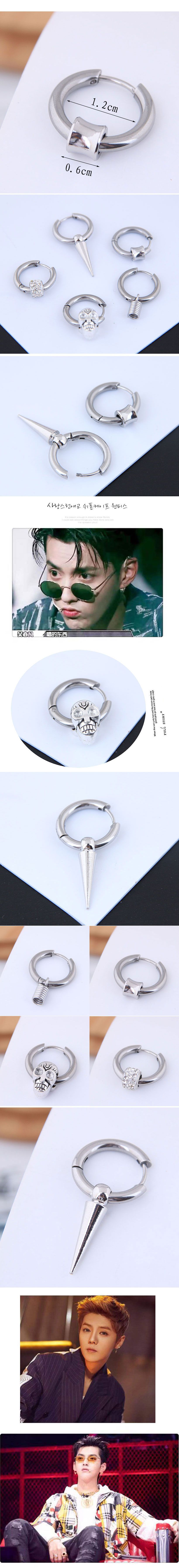 Earrings Men&#39;s Single Men&#39;s Simple Earrings Titanium Steel Simple Men&#39;s Earrings Wholesales display picture 1