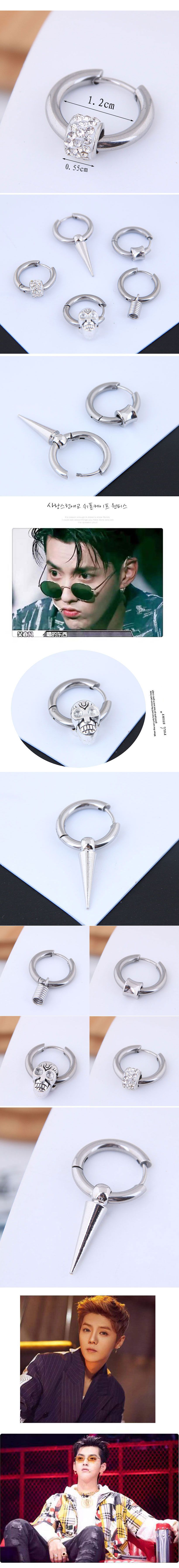Earrings Men's Simple Earrings Men's Earrings Simple Titanium Steel Diamond Men's Earrings display picture 1