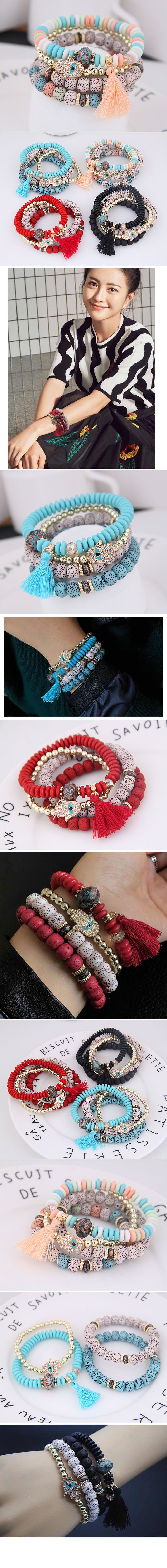 Simple Metal Flash Diamond Eyebrow Palm Multi-layer Bracelet display picture 1