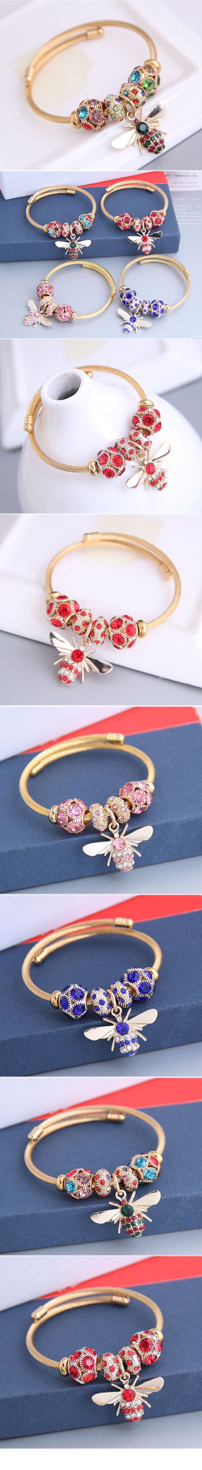 New Fashion Simple Flash Diamond Bee Pendant Multi-element Accessories Bracelet  Nihaowholesale Wholesale display picture 1