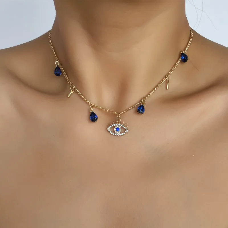Fashion Rhinestone Eye Necklace display picture 1