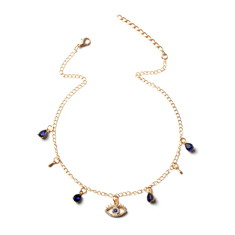 Fashion Rhinestone Eye Necklace display picture 2