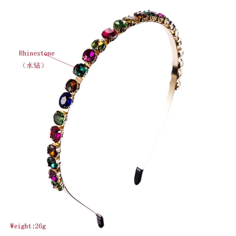 European And American Style Inlaid Glass Rhinestone Colored Diamond Hairband display picture 1
