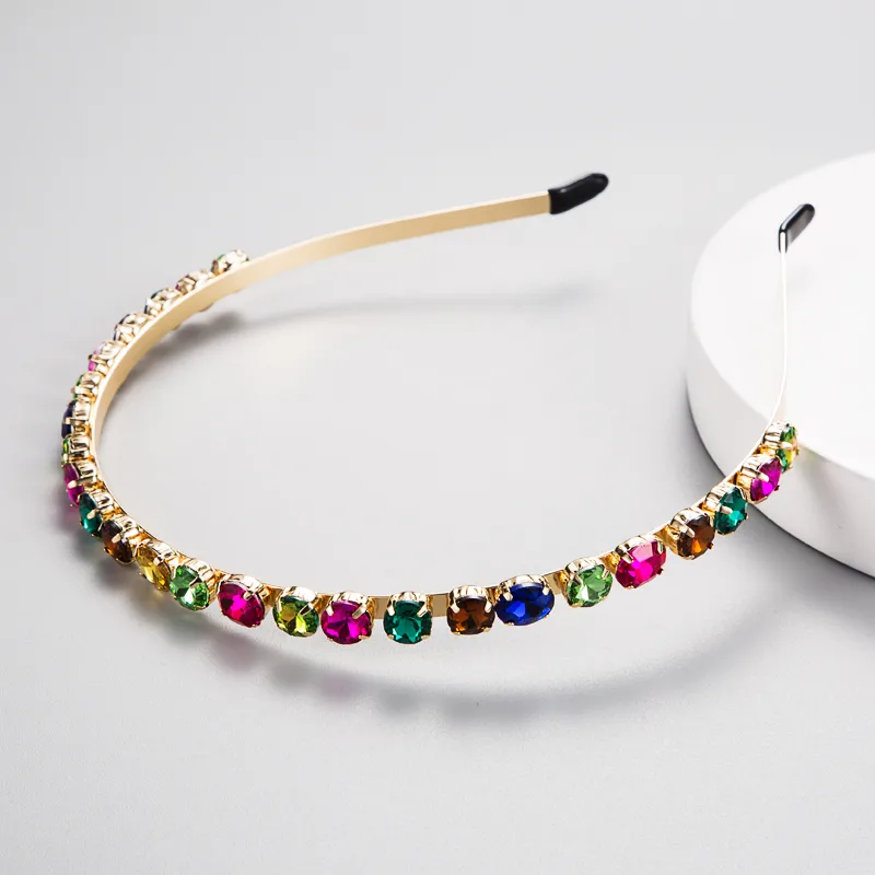 European And American Style Inlaid Glass Rhinestone Colored Diamond Hairband display picture 3