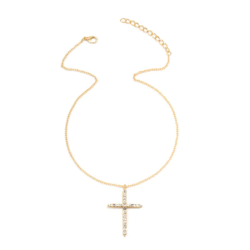 Simple Full Diamond Cross Necklace Wholesale Jewelry display picture 6