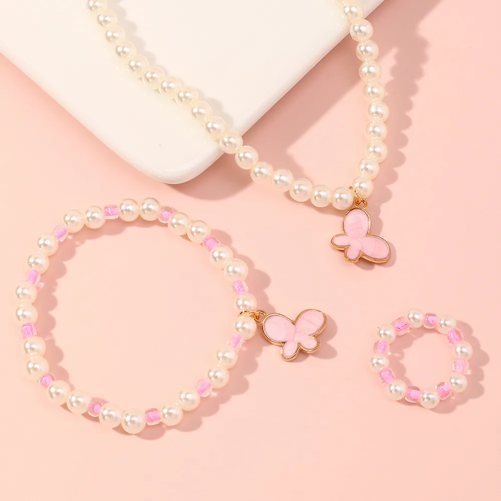 Korean Style Butterfly Pearl Necklace Bracelet Ring display picture 1