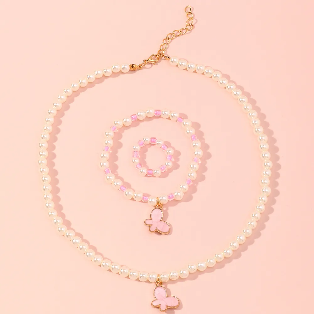 Korean Style Butterfly Pearl Necklace Bracelet Ring display picture 2