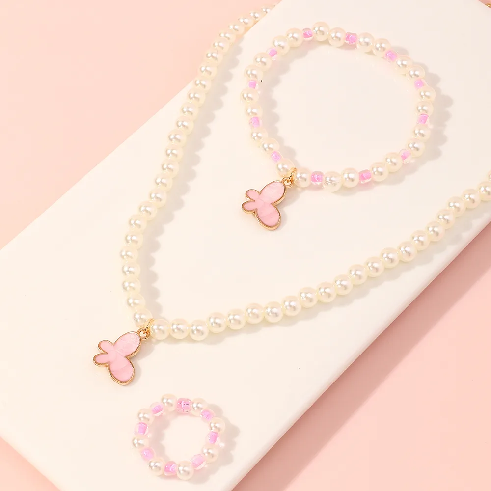 Korean Style Butterfly Pearl Necklace Bracelet Ring display picture 3