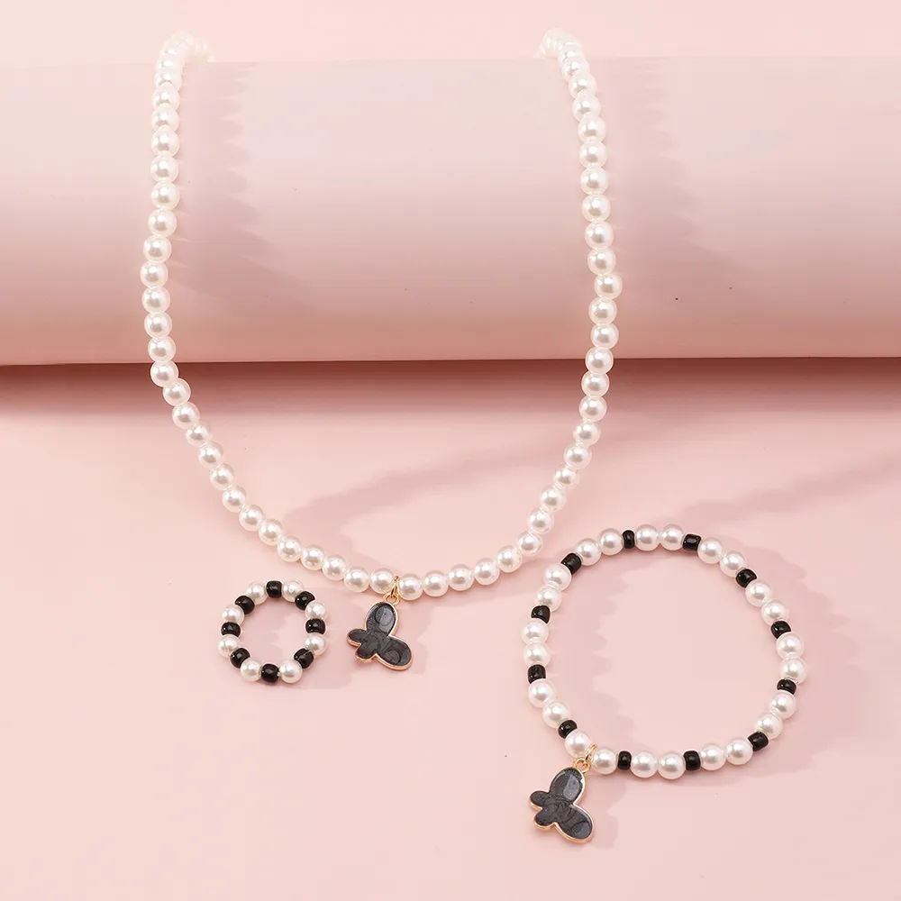 Korean Style Butterfly Pearl Necklace Bracelet Ring display picture 5