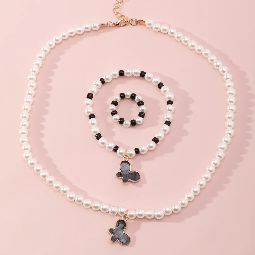 Korean Style Butterfly Pearl Necklace Bracelet Ring display picture 6