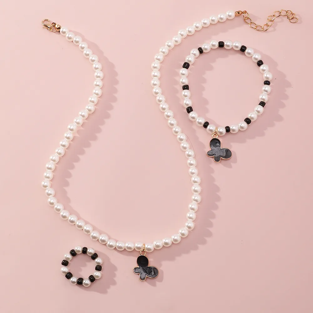 Korean Style Butterfly Pearl Necklace Bracelet Ring display picture 7