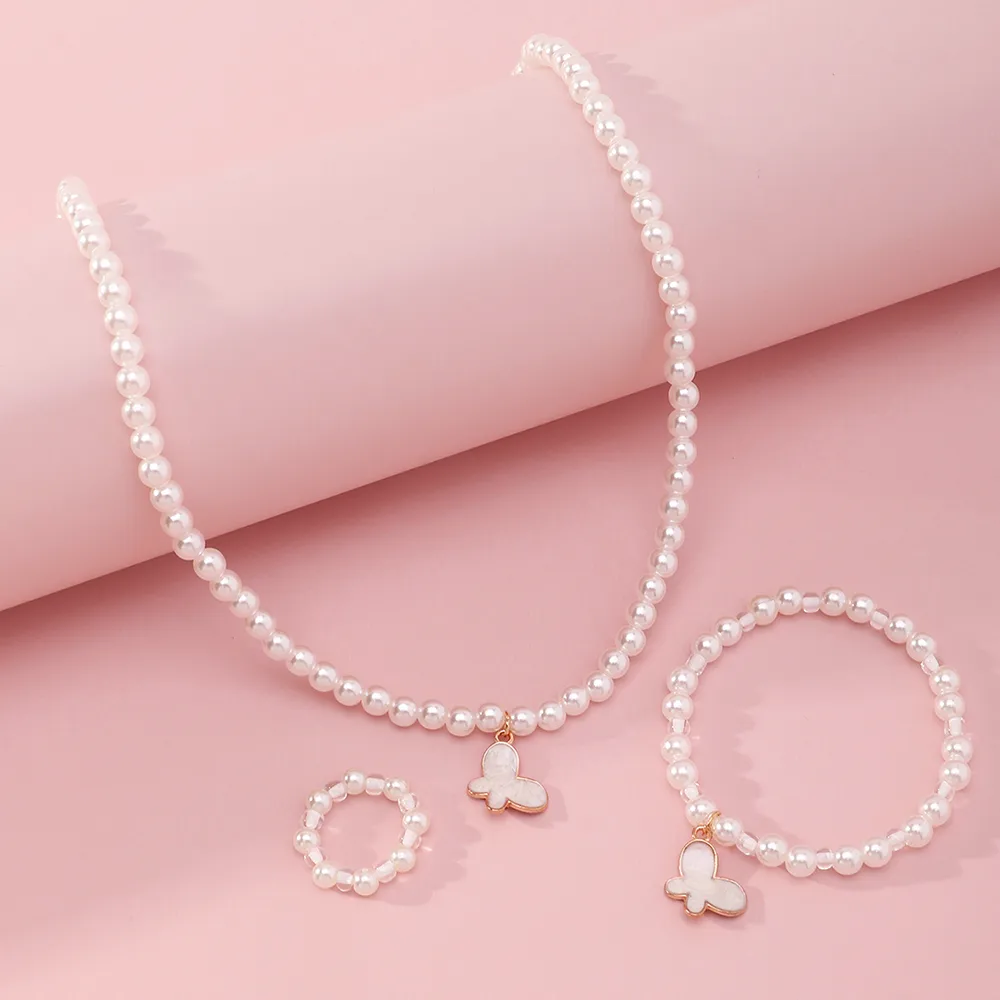 Korean Style Butterfly Pearl Necklace Bracelet Ring display picture 9