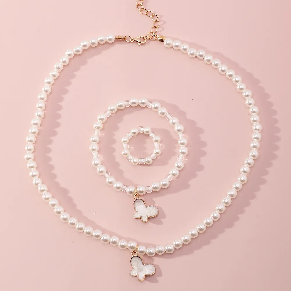 Korean Style Butterfly Pearl Necklace Bracelet Ring display picture 10