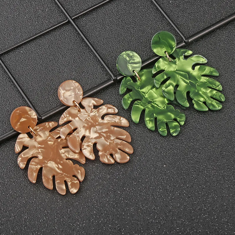 Novelty Leaves Resin Drop Earrings display picture 3