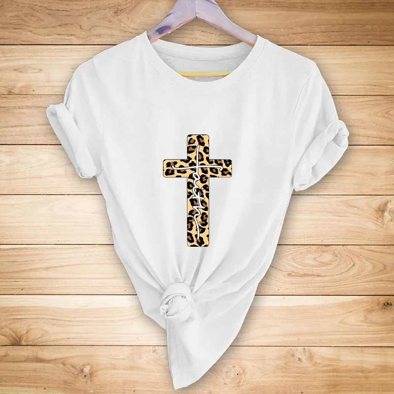 Fashion Leopard Cross Print Casual T-shirt display picture 1
