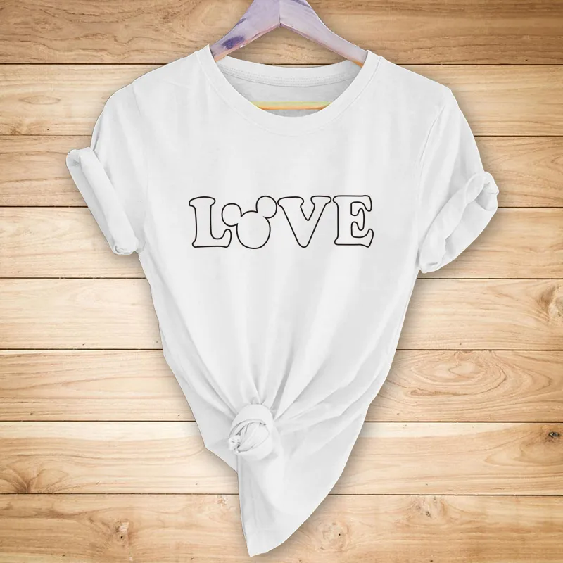 Fashion New Style Hollow Love Printed Casual Short-sleeved T-shirt display picture 1