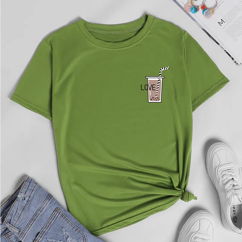 Coffee Cup Letter Printed Casual Short-sleeved T-shirt display picture 6