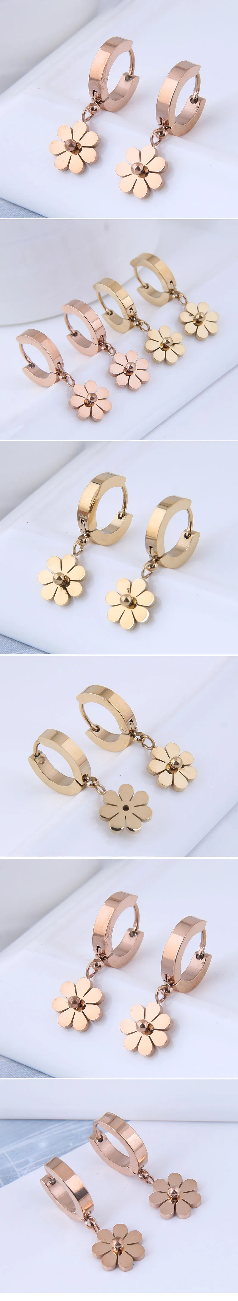 Simple Small Chrysanthemum Titanium Steel Ear Clip display picture 1