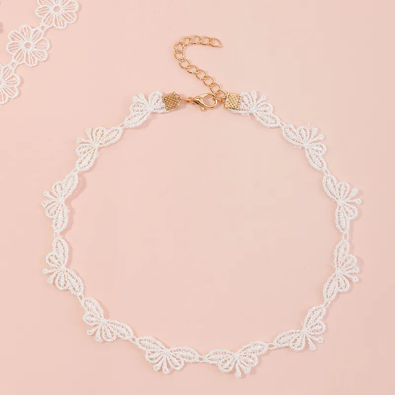 Nihaowholesale Wholesale Jewelry Fashion Purple And White Cloth Flower Children's Necklace display picture 3