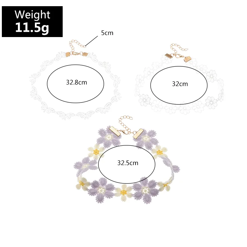 Nihaowholesale Wholesale Jewelry Fashion Purple And White Cloth Flower Children's Necklace display picture 5