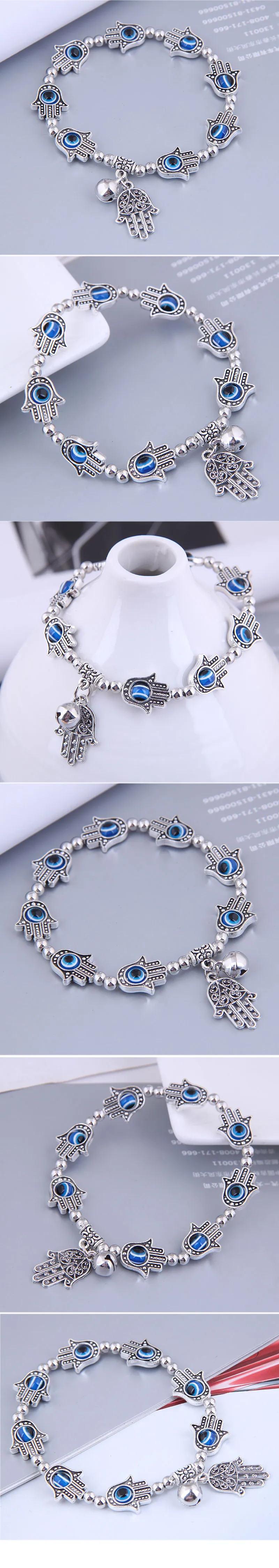 Retro Metal Demon Eye Plam Pendent Bracelet Wholesale Nihaowholesale display picture 1
