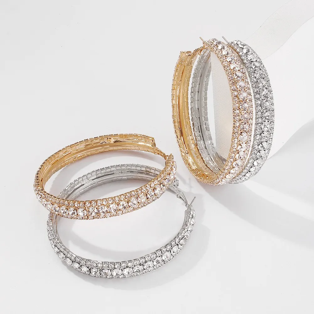 Fashion Full Rhinetone Light Luxury Geometric Simple Earrings display picture 3