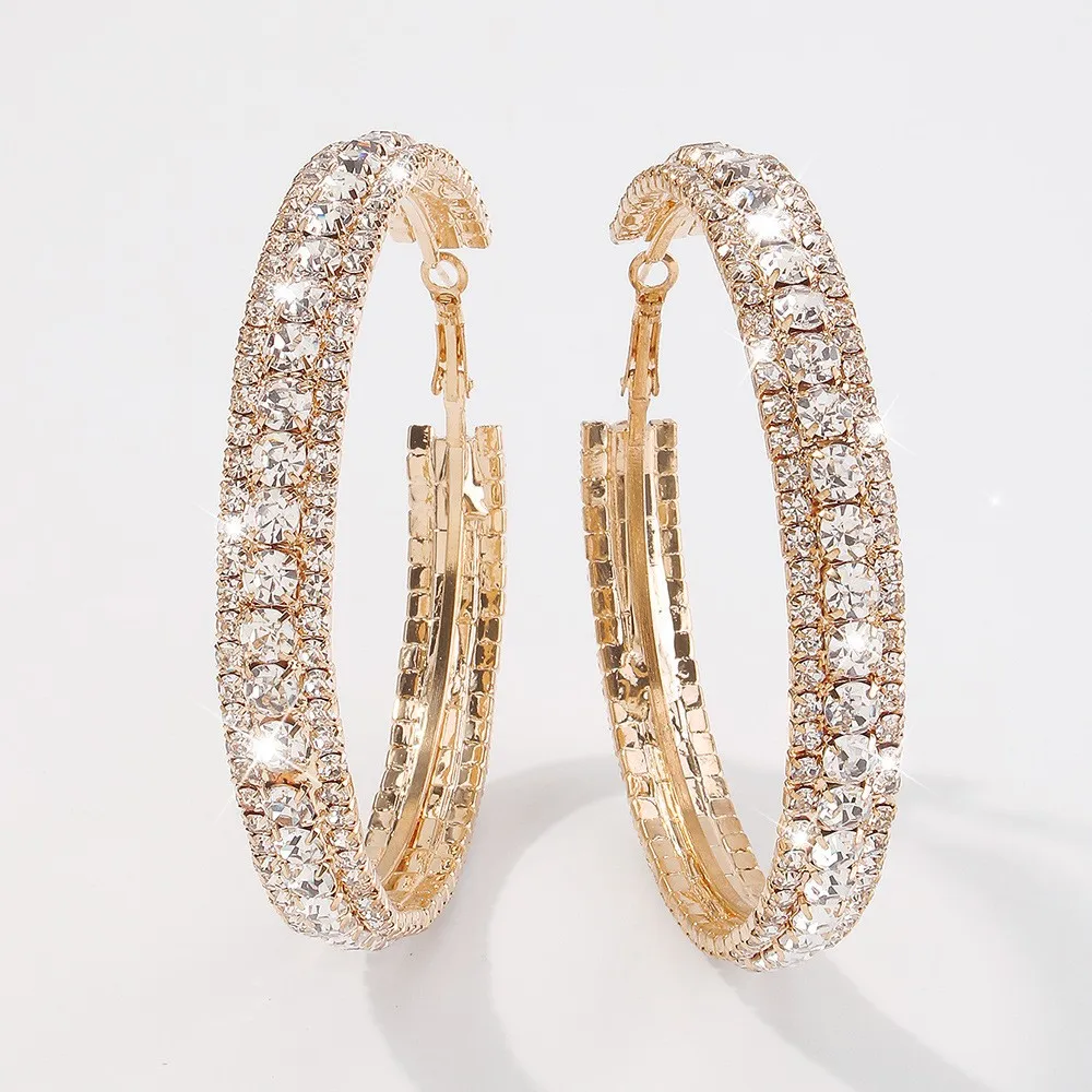 Fashion Full Rhinetone Light Luxury Geometric Simple Earrings display picture 4