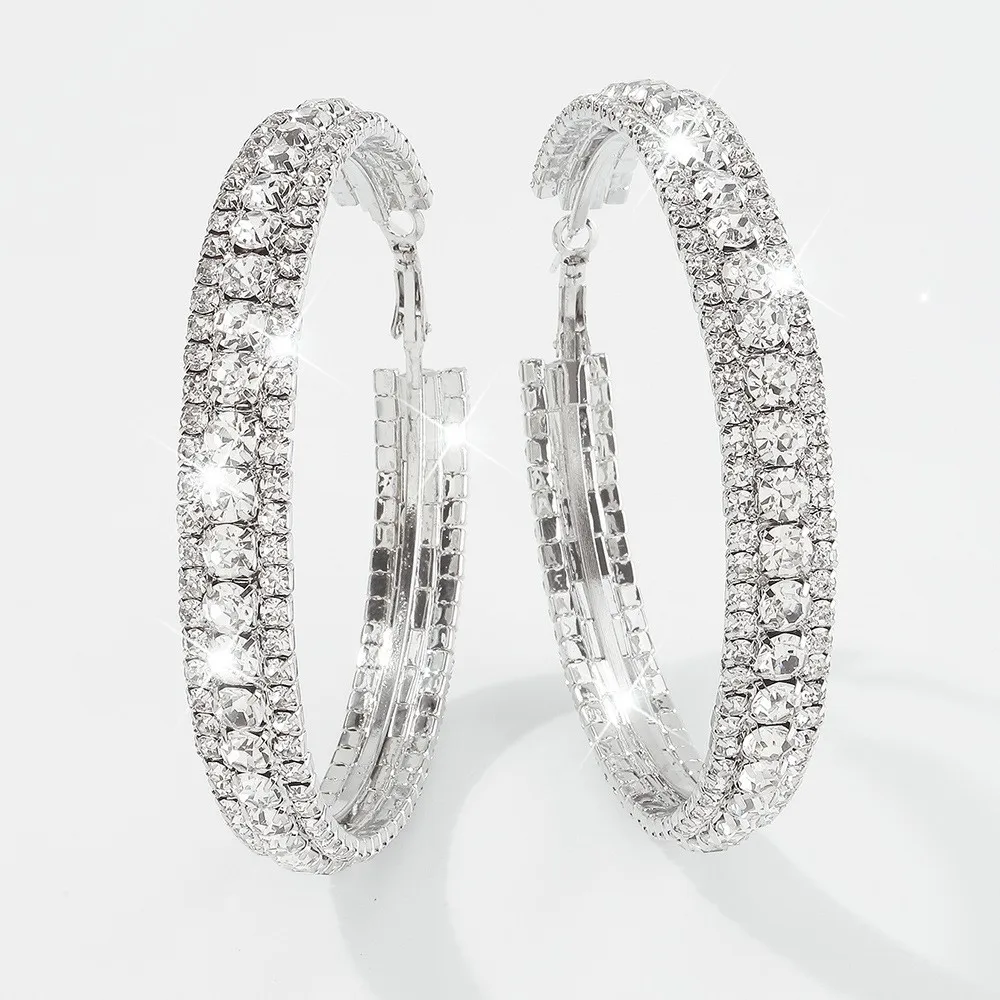 Fashion Full Rhinetone Light Luxury Geometric Simple Earrings display picture 5