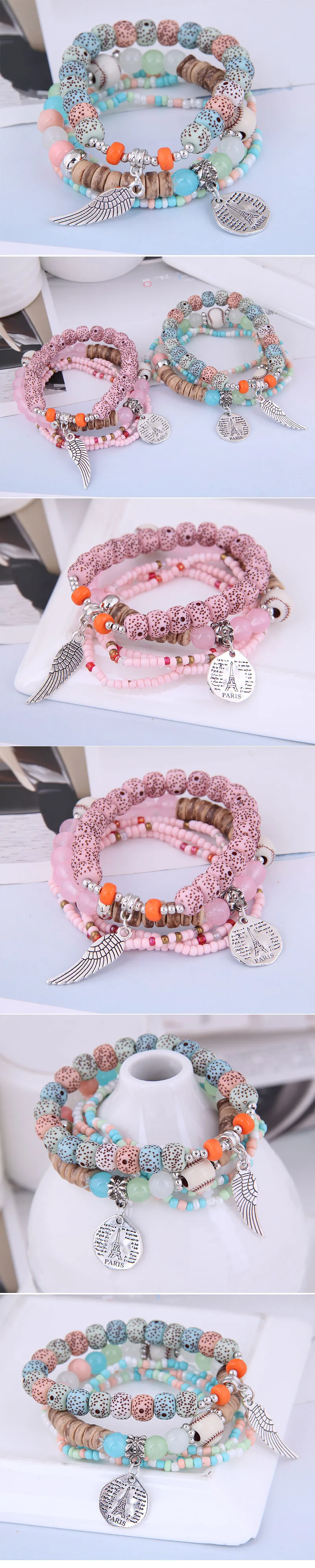 Bohemian Style Disc Tower Wings Beads Multi-layer Bracelet Wholesale Nihaowholesale display picture 1