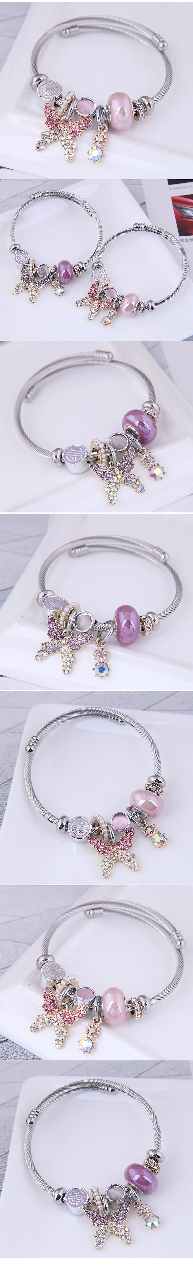 Fashion Metal Simple Butterfly Pendant Inlaid Rhinestone Accessories Bracelet display picture 1