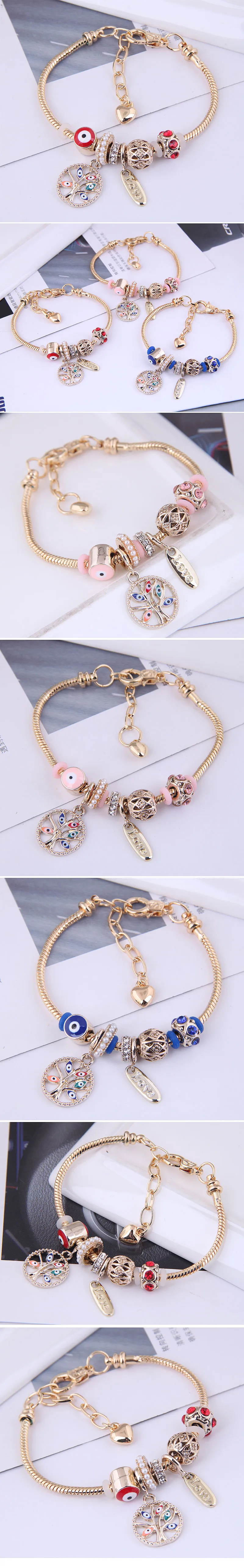 Fashion Trend Metal Devil's Eye Tree Of Life Pendant Multi-element Bracelet display picture 1