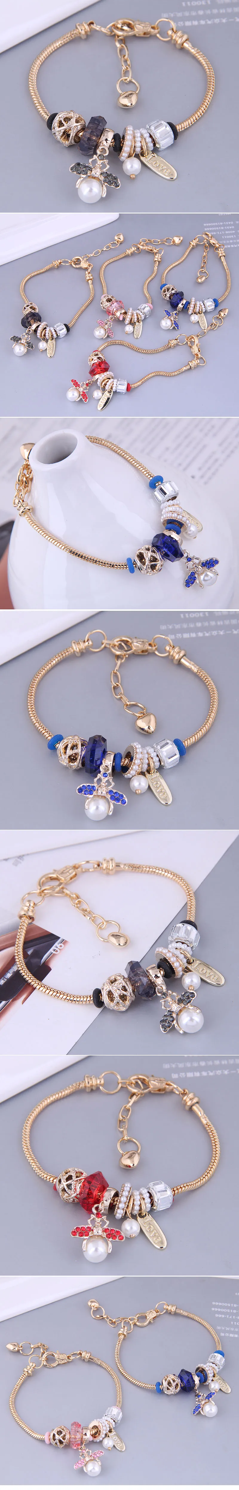 European And American Fashion Simple Bee Pendant Alloy Bracelet display picture 1