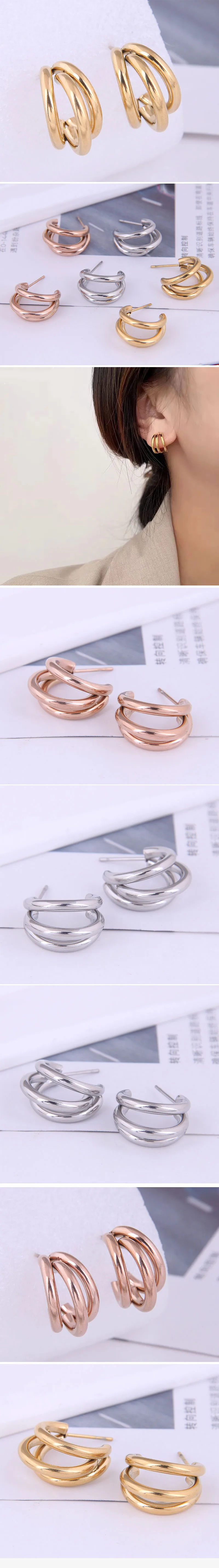 Fashion Sweet Simple Personality Titanium Steel Temperament Earrings display picture 1