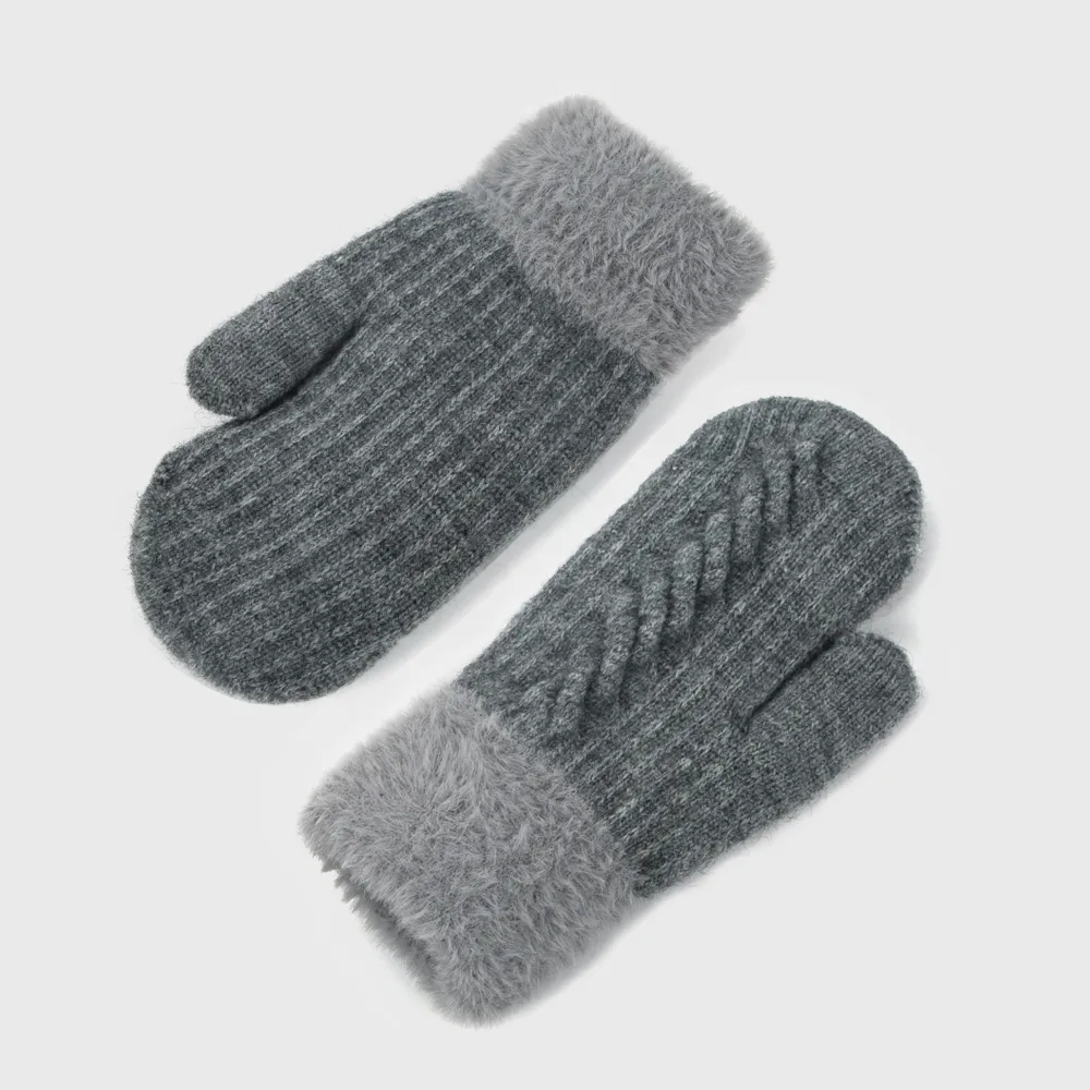 Unisex Fashion Color Block Knit Warm Plush Gloves 1 Pair display picture 5
