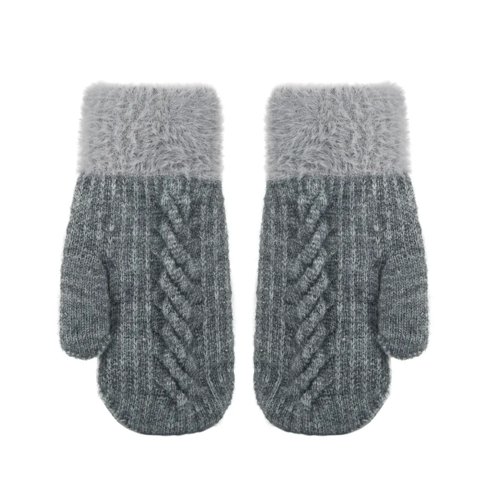 Unisex Fashion Color Block Knit Warm Plush Gloves 1 Pair display picture 6