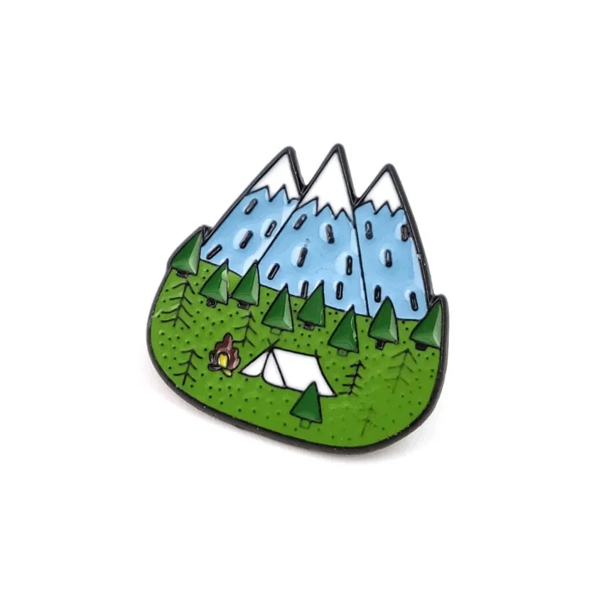 Cartoon Style Mountain Forest Camera Alloy Enamel Unisex Brooches display picture 3