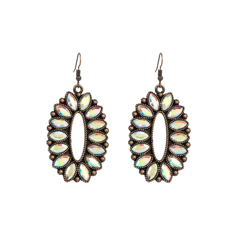 1 Pair Elegant Oval Plating Inlay Alloy Glass Drill Silver Plated Ear Hook display picture 6