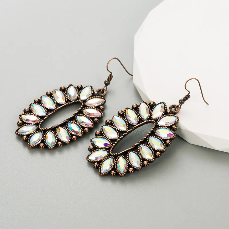 1 Pair Elegant Oval Plating Inlay Alloy Glass Drill Silver Plated Ear Hook display picture 4