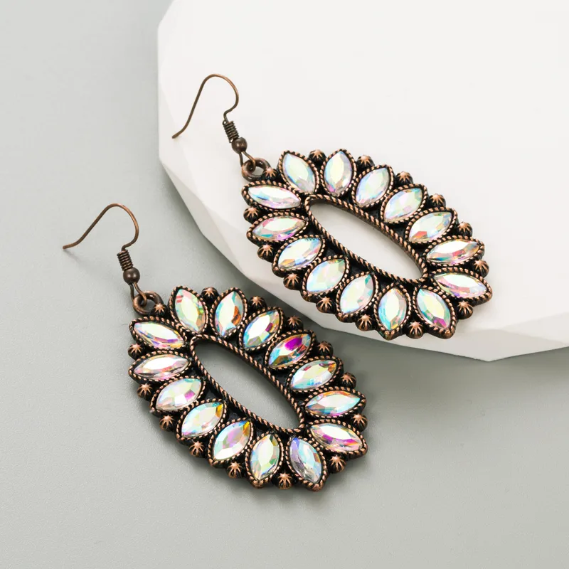 1 Pair Elegant Oval Plating Inlay Alloy Glass Drill Silver Plated Ear Hook display picture 5