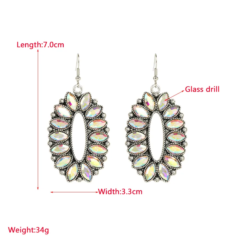 1 Pair Elegant Oval Plating Inlay Alloy Glass Drill Silver Plated Ear Hook display picture 1