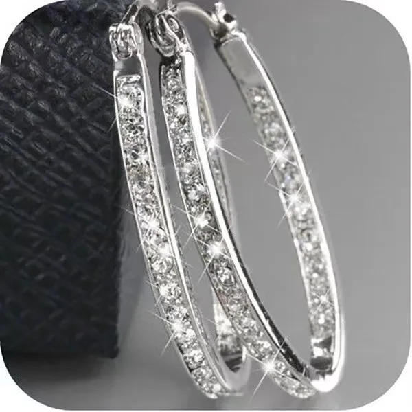 Simple Style Commute Geometric Big Metal Zircon Hoop Earrings display picture 1