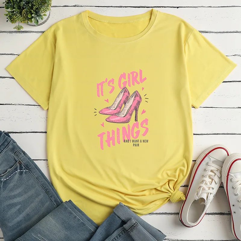 Letter High Heels Print Ladies Loose Casual T-shirt display picture 4