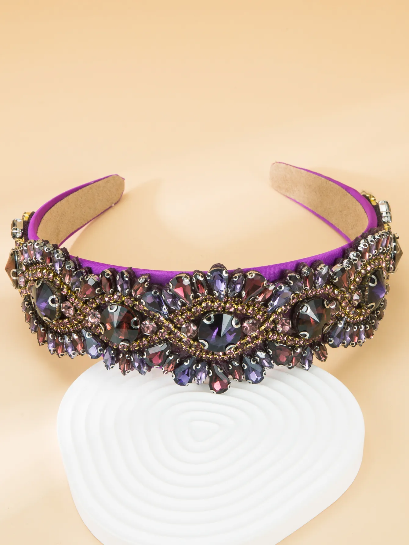 Purple Inlaid Glass Geometric Wide-brimmed Headband Wholesale display picture 6
