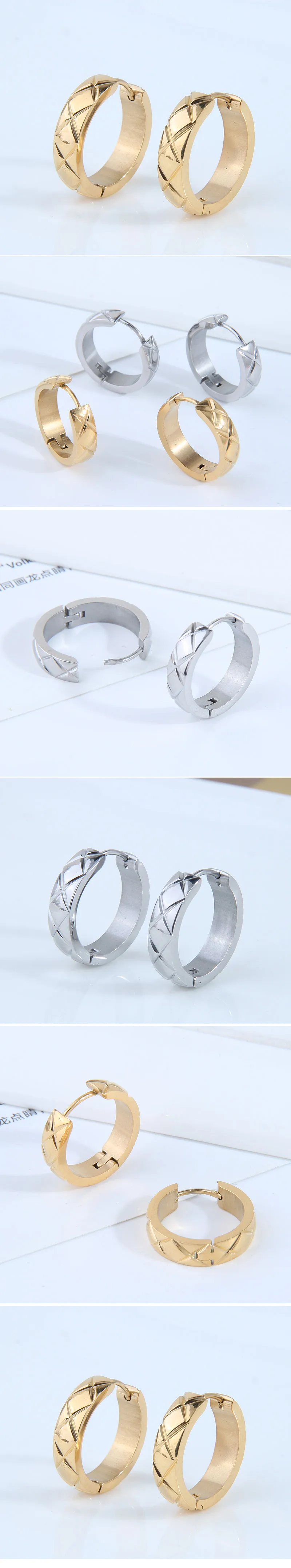 Fashion Simple Batch Flower Titanium Steel Ear Hoop display picture 1