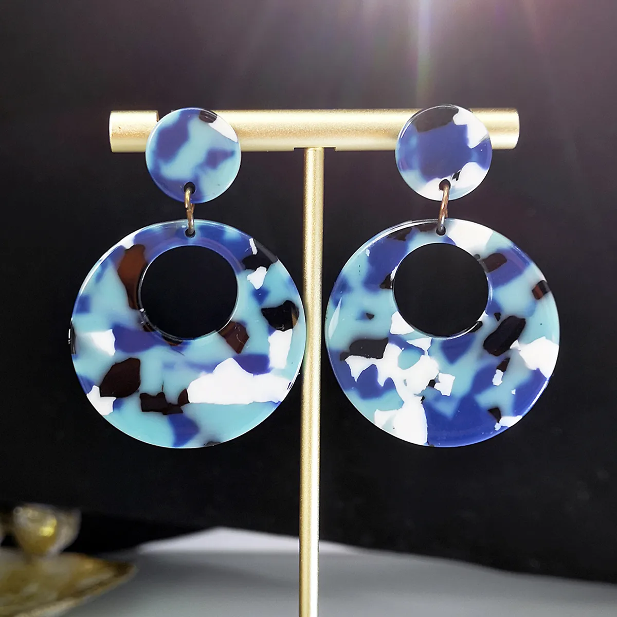 New Round Acrylic Fashion Multicolor Round Alloy Earrings Jewelry Women display picture 2