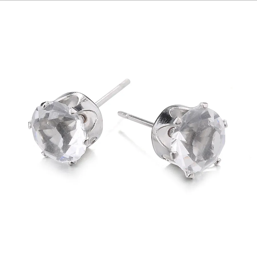 Fashion Round Diamond Stud Earrings 6 Pairs Set display picture 4
