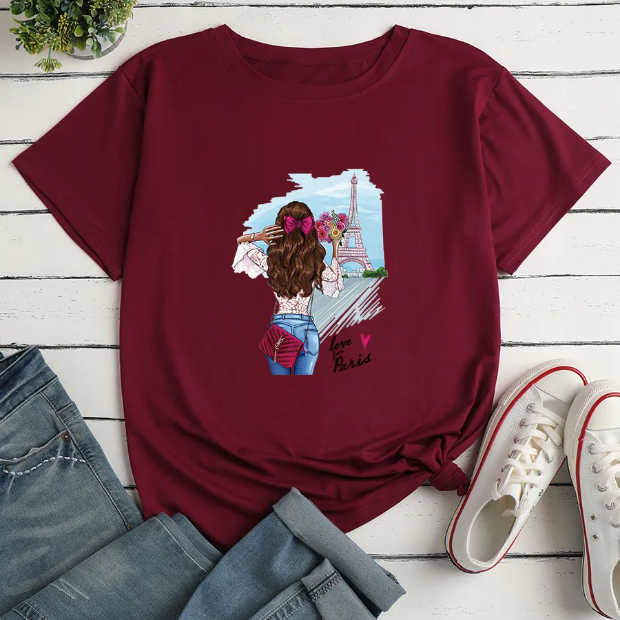 Cartoon Girl Print Loose Casual T-shirt display picture 9