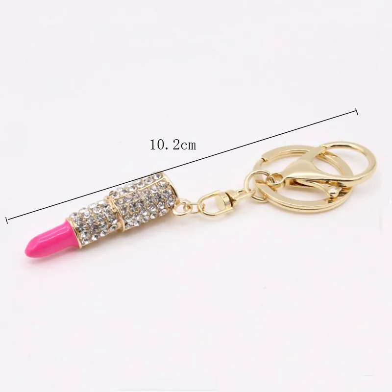 Rhinestone Drip Lipstick Keychain display picture 1